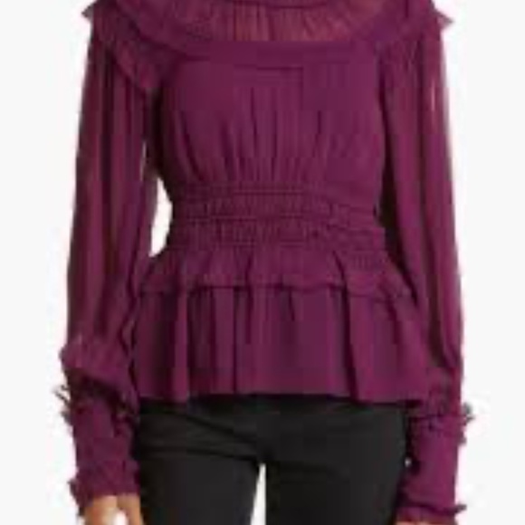 Farm Rio Burgundy Ruffled Blouse! Size S NEW with TAGS - Picture 12 of 13